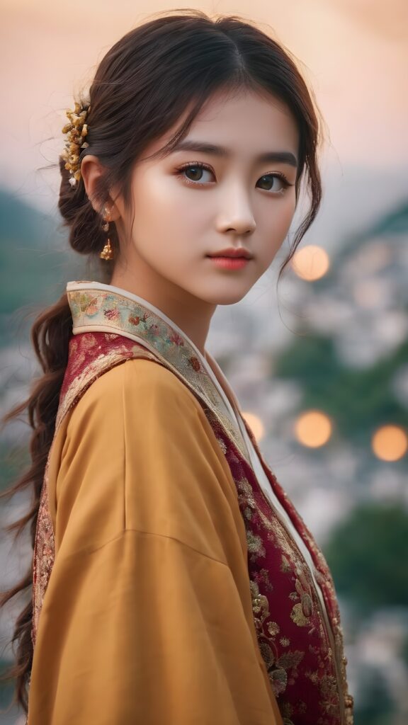 realistic cute Hanja girl, realistic and detailed eyes, detailed face, cinematic lights, full body shot, perfect curved body