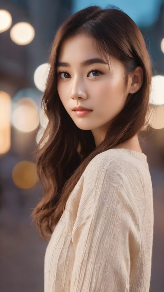 realistic cute Aegyo girl, realistic and detailed eyes, detailed face, cinematic lights, full body shot, perfect curved body