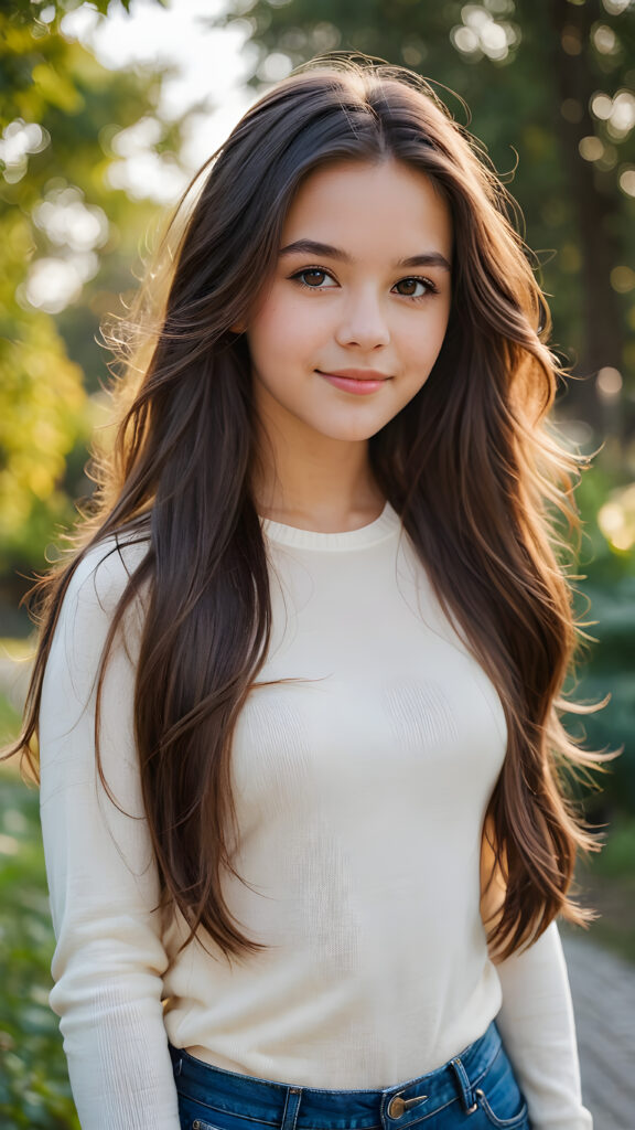 a beautiful teenage girl long radiant soft hair