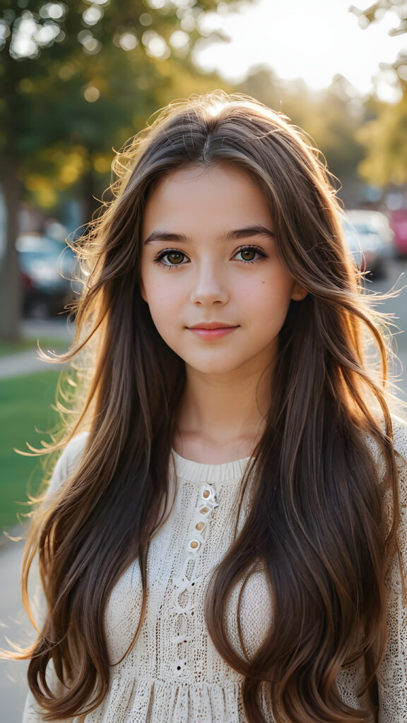 a beautiful teenage girl long radiant hair