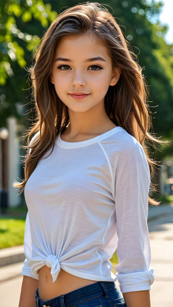 a beautiful, young teen girl, ((detailed and realistic hair)), ((detailed, realistic photo)) ((perfect curved body)) ((gorgeous)) ((stunning)) ((cute)), short crop shirt