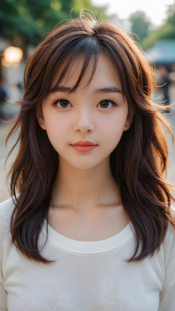 a cute detailed e-girl, soft hair