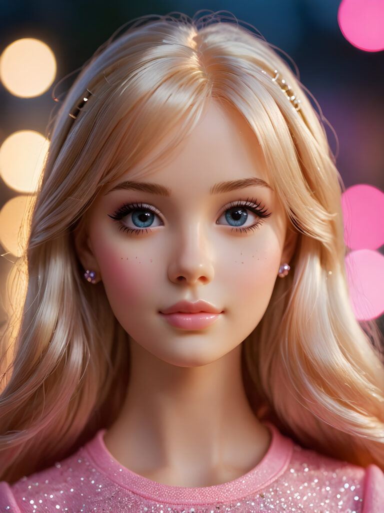 a cute teen girl looks like barbie, upper-body