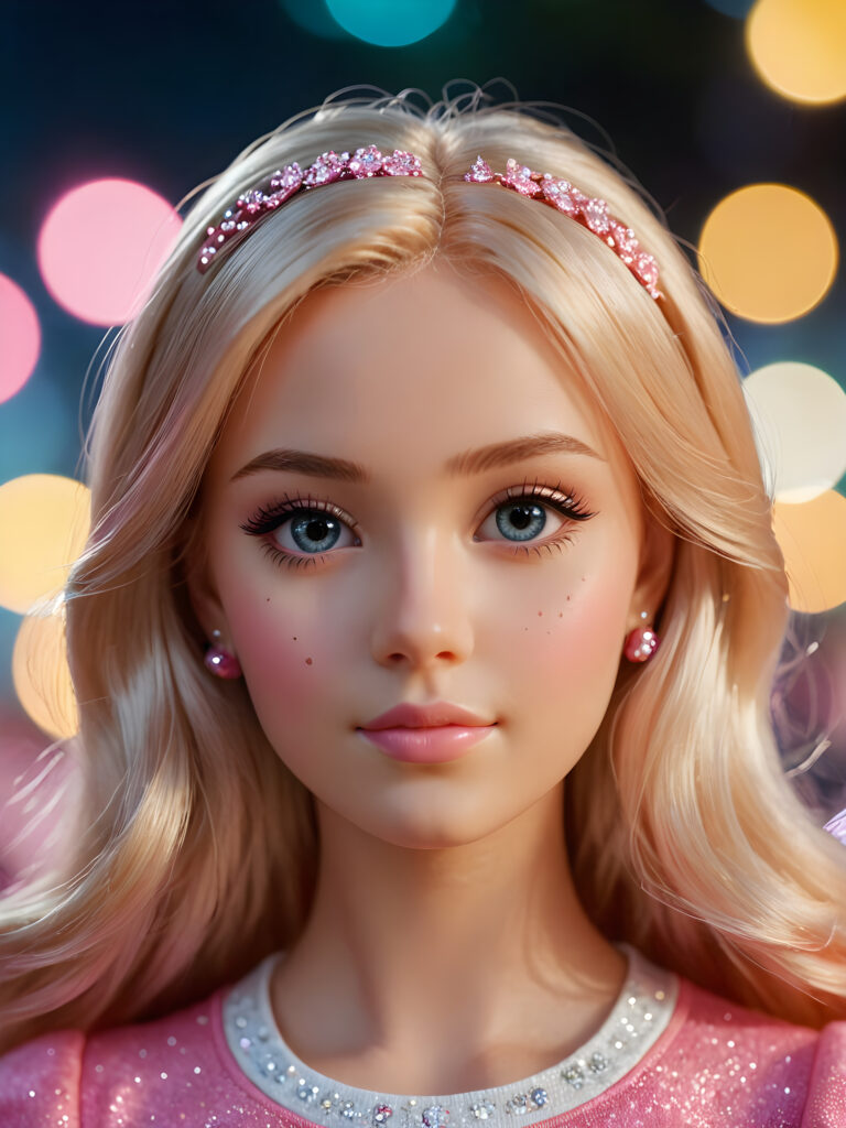 a cute teen girl looks like barbie, upper-body