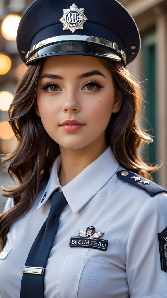 a (((girl in uniform))) with exquisite detailed hair, a perfectly curvaceous body, striking realistic black eyes, intricate straight hair, dressed in a sleek, form-fitting outfit that accentuates every curve, captured in a (((breathtakingly beautiful photo))), oozing with (ultra realism) and (ultra high resolution), with luxurious, deep shadows that bring a (masterful artistry) vibe