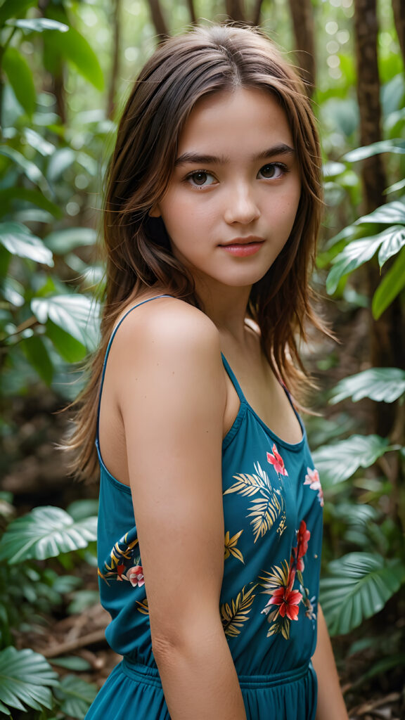a gorgeous and stunning teen girl in the jungle