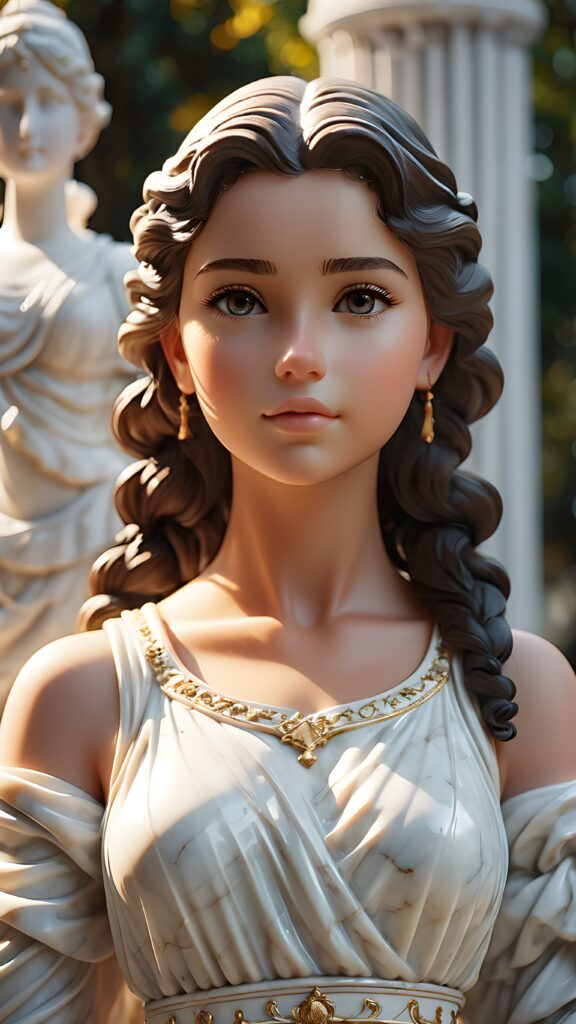 a marble statue, young girl, light dressed, perfect curved body, ((realistic photo))