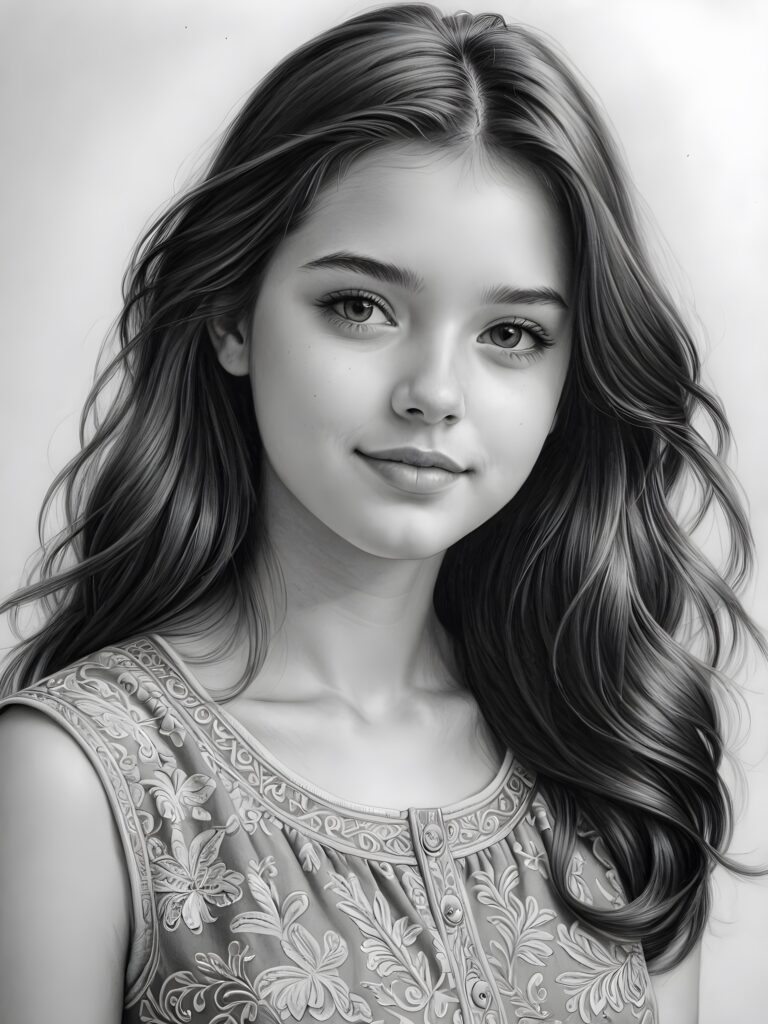 a pencil drawing of a girl, 18 years old ((cute)) ((stunning)) ((gorgeous)) ((detailed))