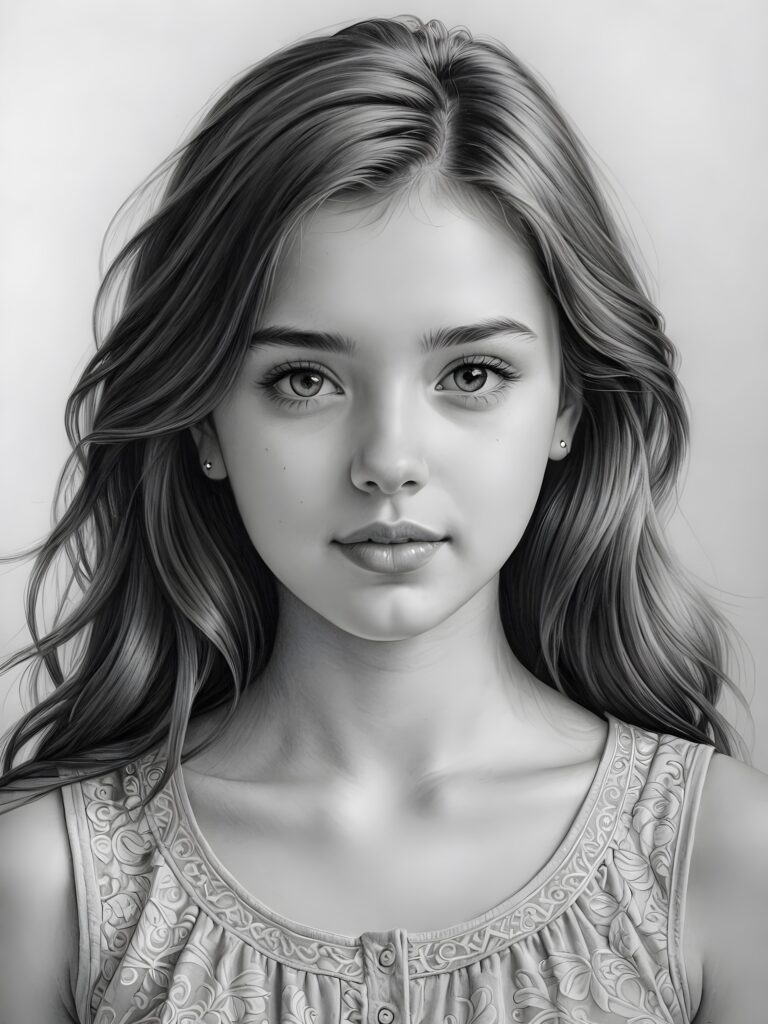 a pencil drawing of a girl, 18 years old ((cute)) ((stunning)) ((gorgeous)) ((detailed))