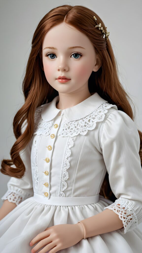 a porcelain doll, young girl, ((realistic photo)), 3D