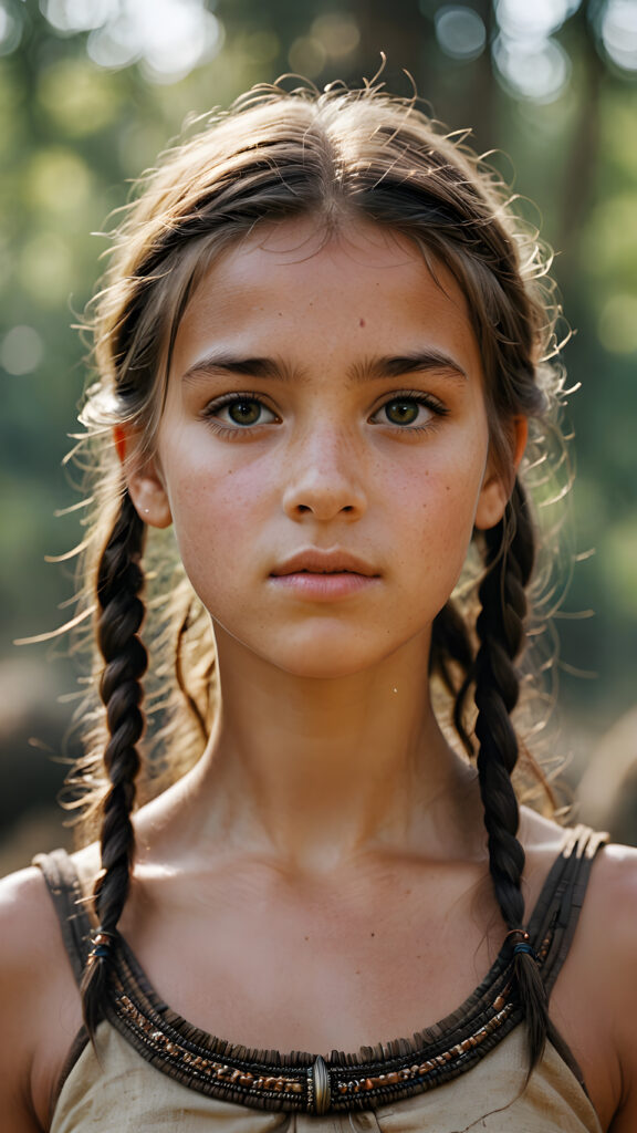 a realistic and detailed photograph of a young girl from the period 20000 BC
