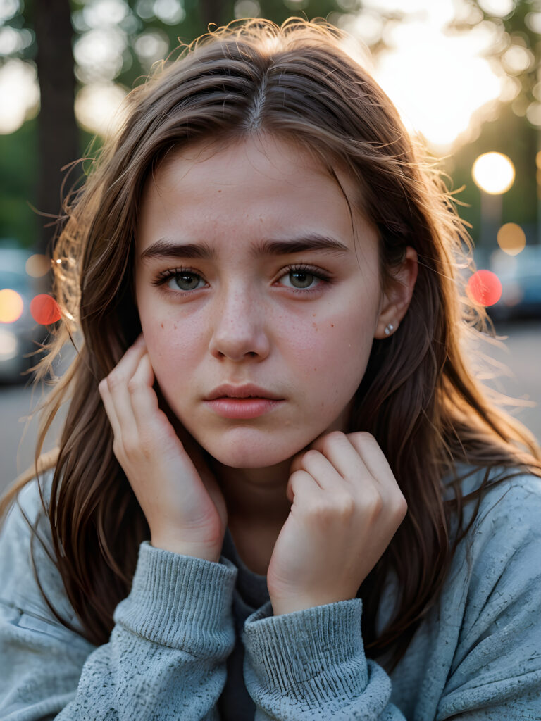 a sad teen girl, cry