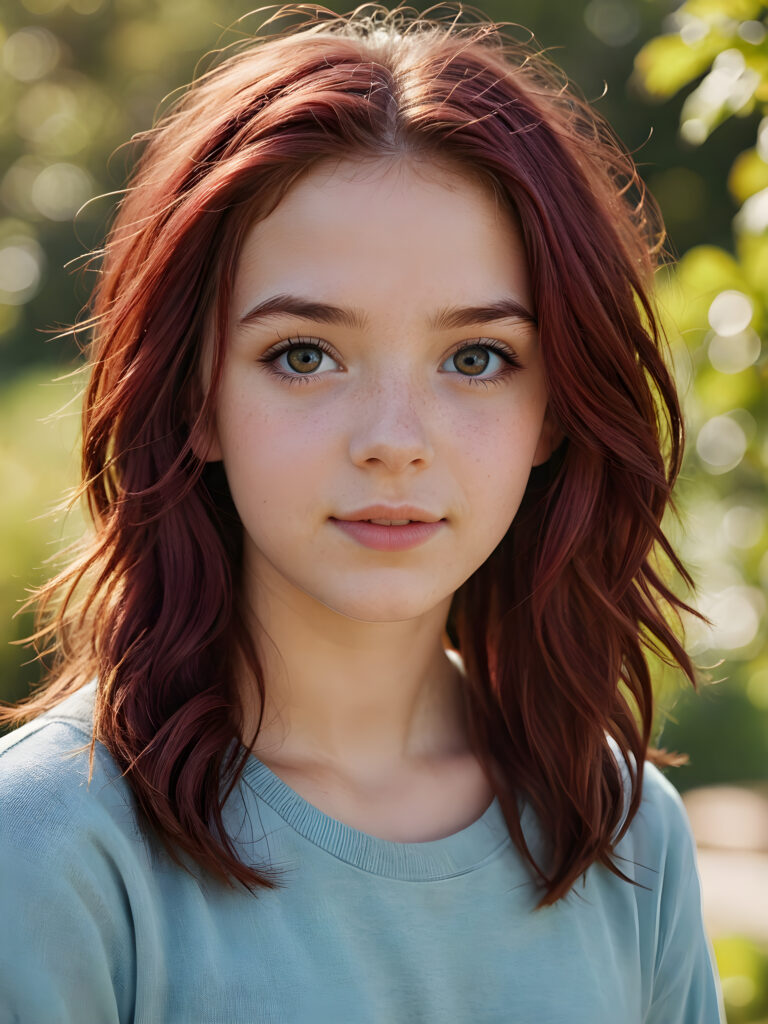 a-vividly-detailed-and-realistic-portrait-featuring-a-teenage-girl-15-years-old-with-Burgundy-Hair-with-Soft-Layers-and-expressive-beautiful-eyes-exuding-joyful-contentment