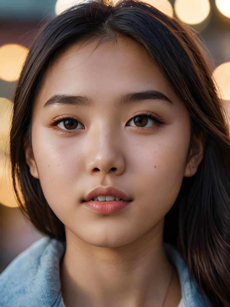 a young Asian teen girl ((stunning)) ((gorgeous)) ((detailed close-up portrait))