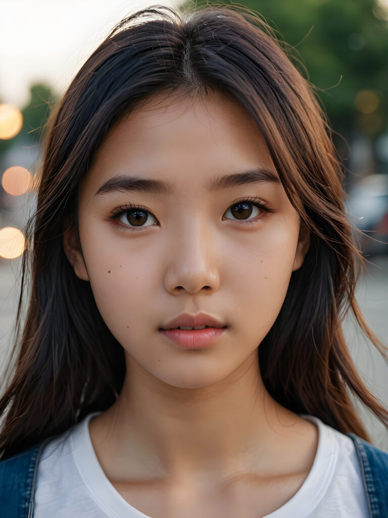 a young Asian teen girl ((stunning)) ((gorgeous)) ((detailed close-up portrait))