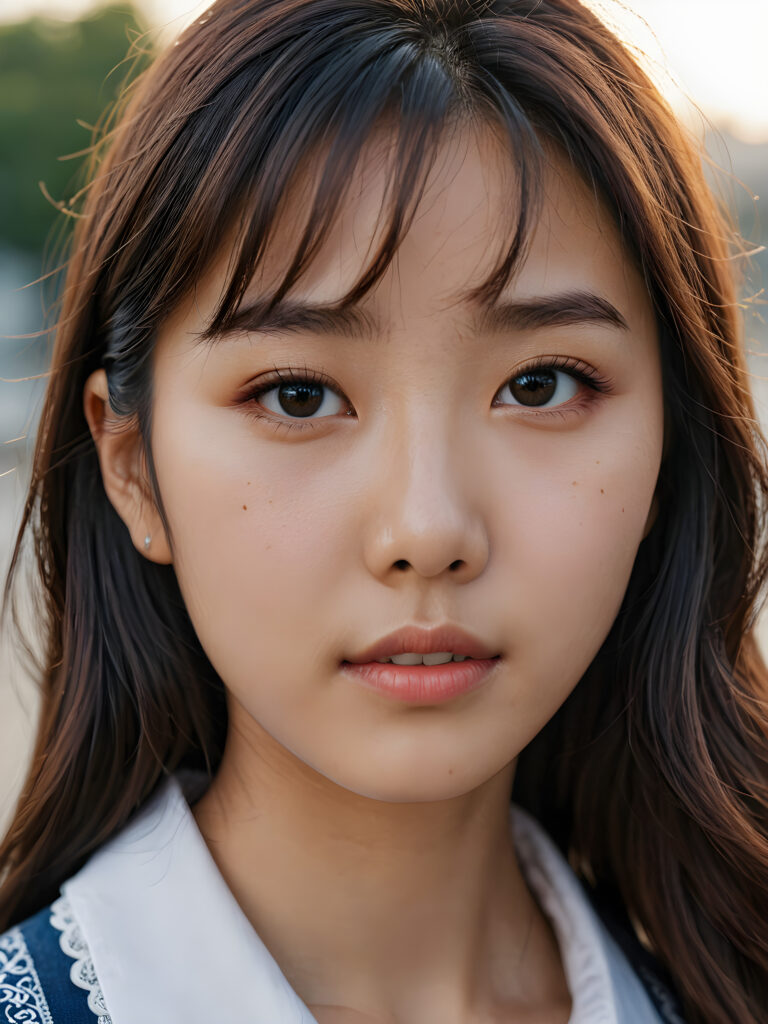 a young Korean teen girl ((stunning)) ((gorgeous)) ((detailed close-up portrait))