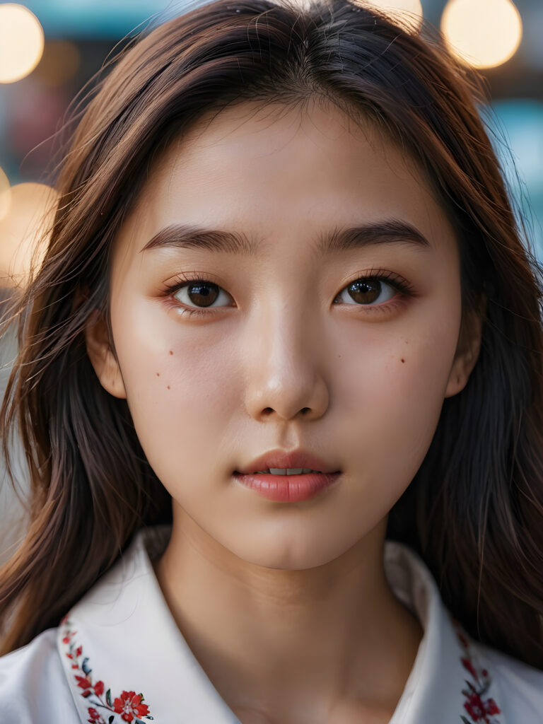 a young Korean teen girl ((stunning)) ((gorgeous)) ((detailed close-up portrait))