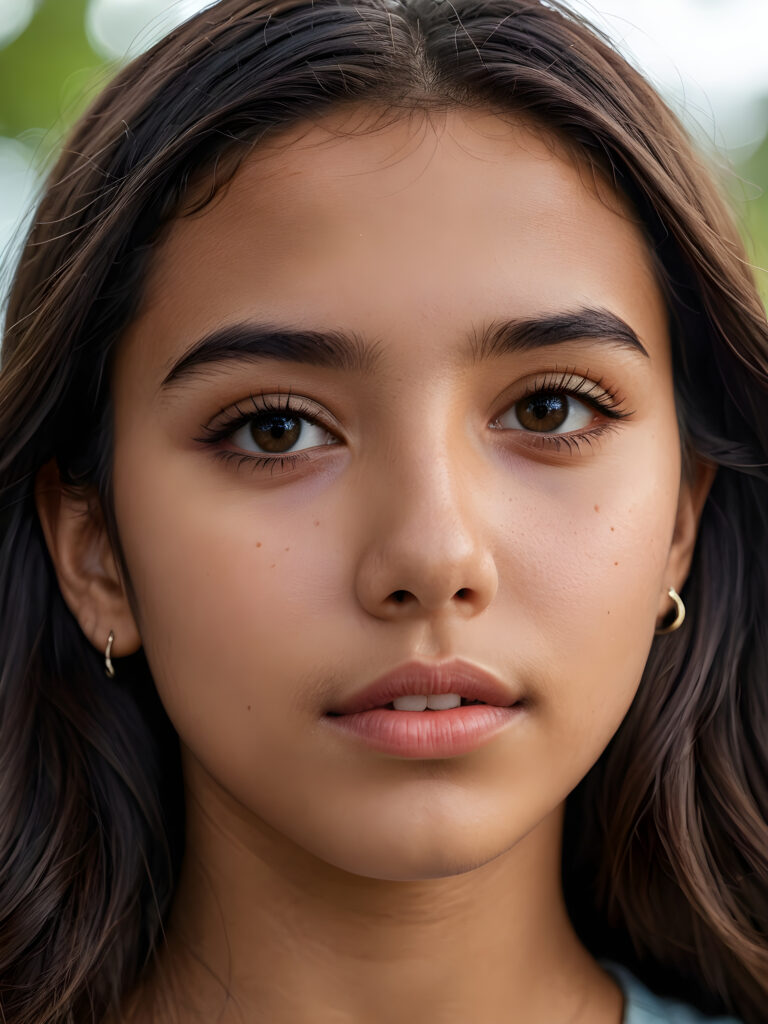 a young Latino teen girl ((stunning)) ((gorgeous)) ((detailed close-up portrait))