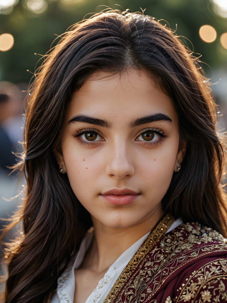 a young Persian teen girl ((stunning)) ((gorgeous)) ((detailed close-up portrait))