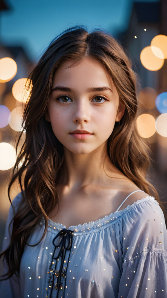 a young cute magic teen girl, (detailed portrait) (stunning)