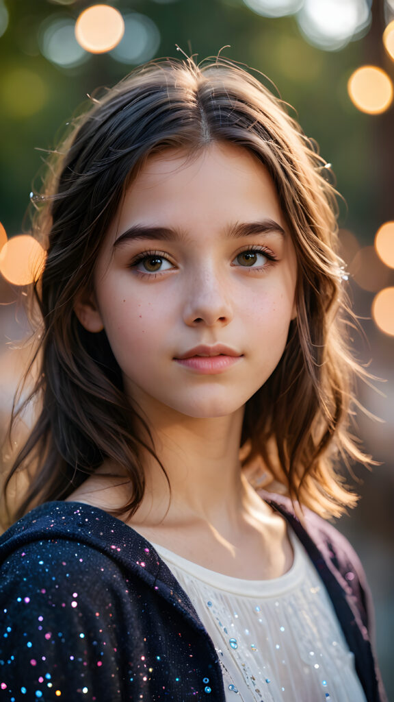 a young cute magic teen girl, (detailed portrait) (stunning)