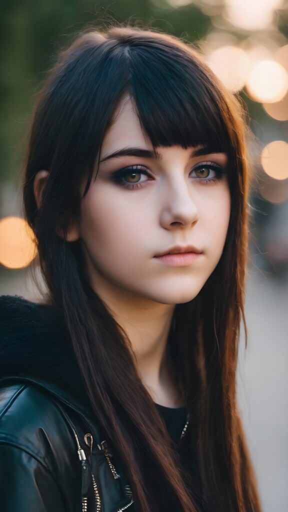 attractive 14 years old emo girl, detailed face, detailed hair
