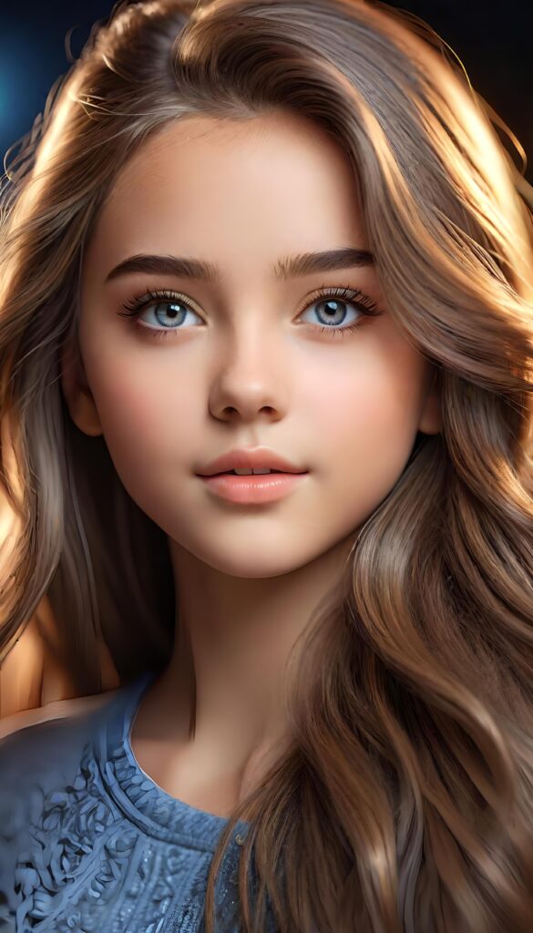 ((upper body)) of (((cute))) ((stunning)) realistic, detailed, dynamic photography of beautiful young girl, with detailed hair, realistic and detailed eyes, looking into the camera, dynamic cinematic lights, perfect detailed face, side view