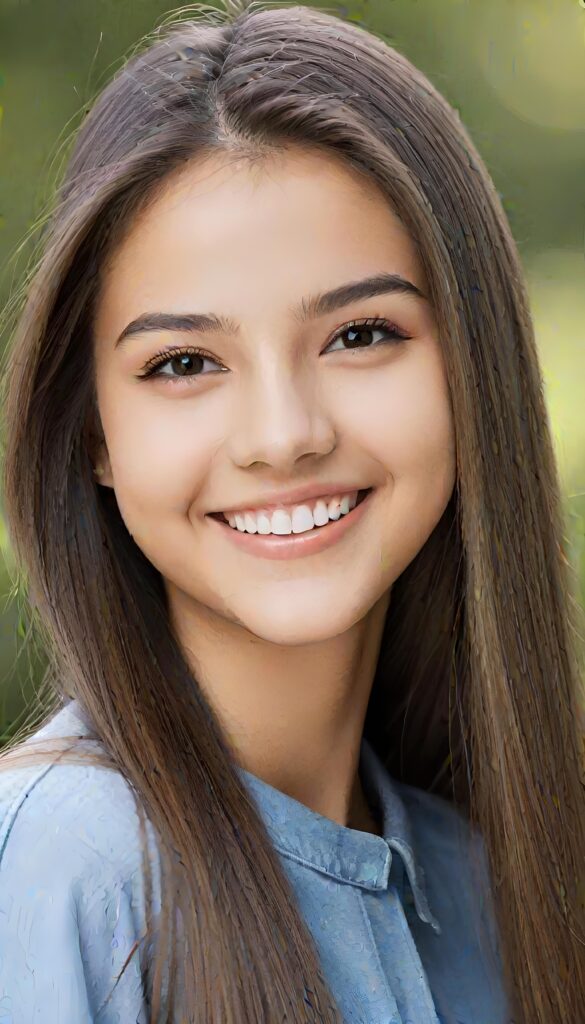 girl, 18 years old, portrait shot, smile, straight hair