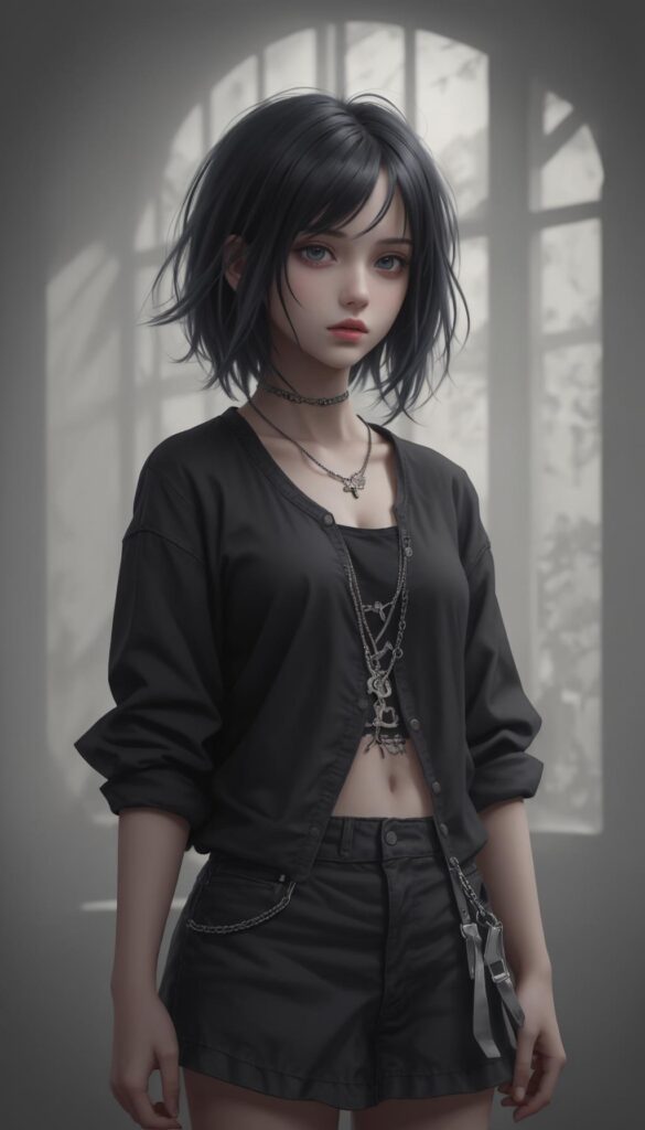 young girl, emo style