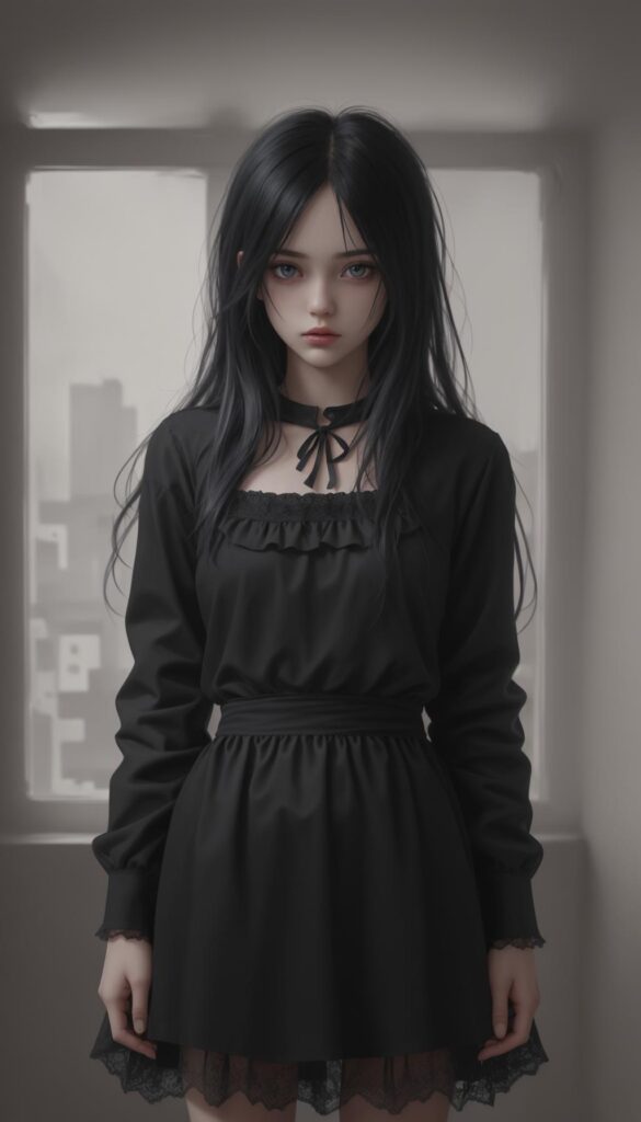young girl, emo style