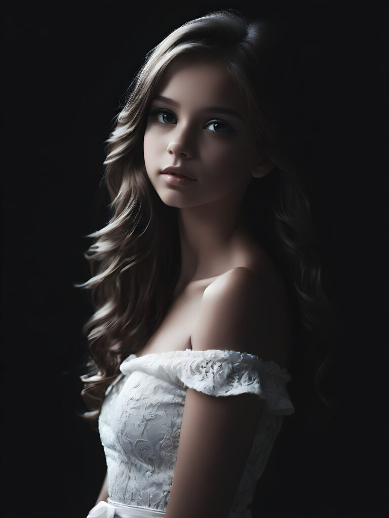 ((stunning)) ((gorgeous)) a beautiful girl, perfect portrait, white silhouette, black background